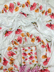 Beautiful Linen Digital Hand Printed Saree