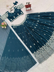 Beautiful Designer Georgette Thread With Sequence Work Lehenga Choli