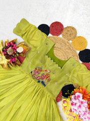 Beautiful Stylish Soft Kota Checks With Handwork Gown