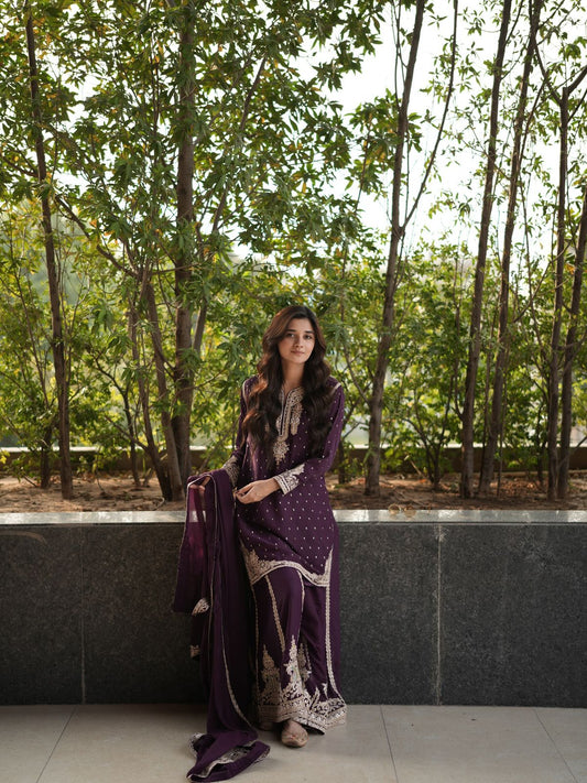 Party-wear Georgette Embroidery Codding & Sequence Work Sharara
