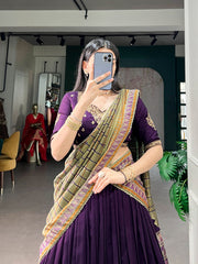 Festive Special Vichitra Silk Embroidery Work Lehenga Choli