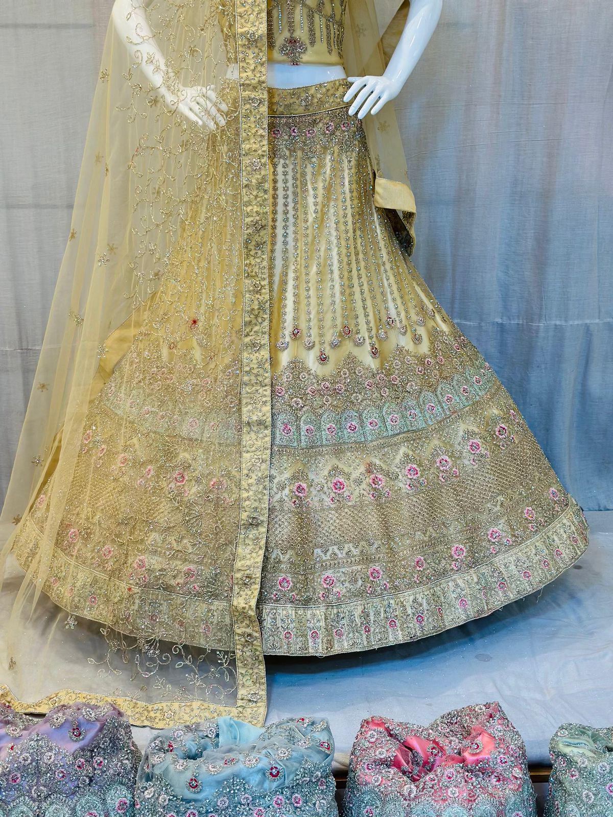 Heavy Multi Work Zarkan Work Bridal Lehenga Choli