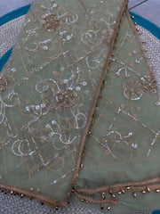 Party-wear Net Beads Sequence & Pearl Embroidery Work Saree