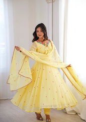 Sunshine Yellow Georgette Designer Anarkali Set