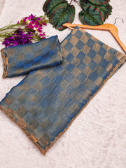 Beautiful Special Simmri Golden Box Pattern In Sapce Silk Saree