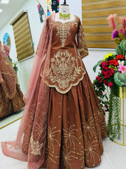 Designer Simmer Silk Coding Sequence Embroidery Work Top Lehenga & Dupatta Set