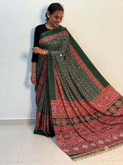 Trending Pure Arjakh Satin Viscose Silk With Real Mirror & Printed Saree