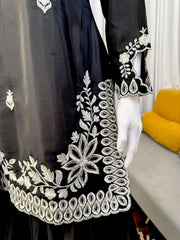 Designer Black Thread & Sequence Embroidered Crepe Palazzo Set