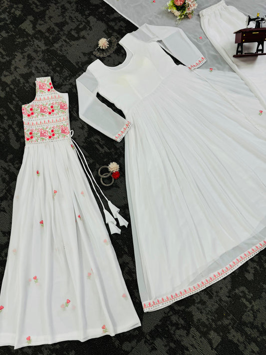 Wedding Wear White Georgette Sequence Work Gown