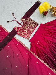 Festive Special Pure Chinon Silk Embroidery Sequence Work Lehenga Choli