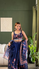 Beautiful Georgette Digital Printed Floral Motifs Wok Lehenga With Stitched Blouse