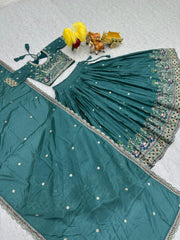 Beautiful Pure Chinon Silk Embroidery Sequence & Thread Work Lehenga Choli