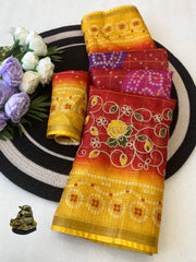 Beautiful Traditional Printed Bandej Printed Saree