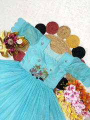 Beautiful Stylish Soft Kota Checks With Handwork Gown
