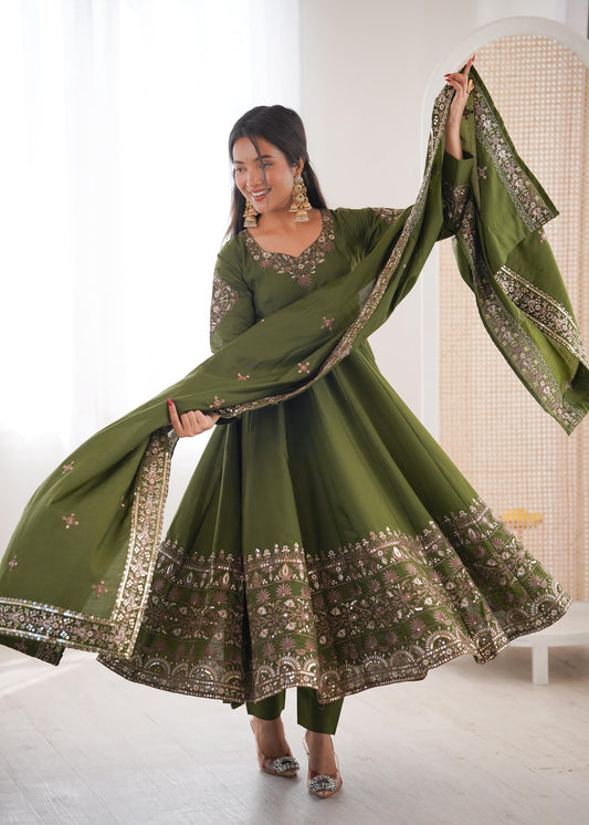 Elegant Embroidered Sequence Designer Anarkali Gown