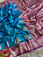 Royal Peshwai Bomkai Paithani Intricate Golden Peacock Motifs Designer Saree