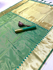 Pure Soft Tissue Silk Big Temple Boder Work Saree