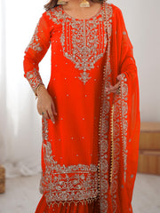 Beautiful Party-wear Georgette Cording Dori Embroidery & Sequence Work Suit