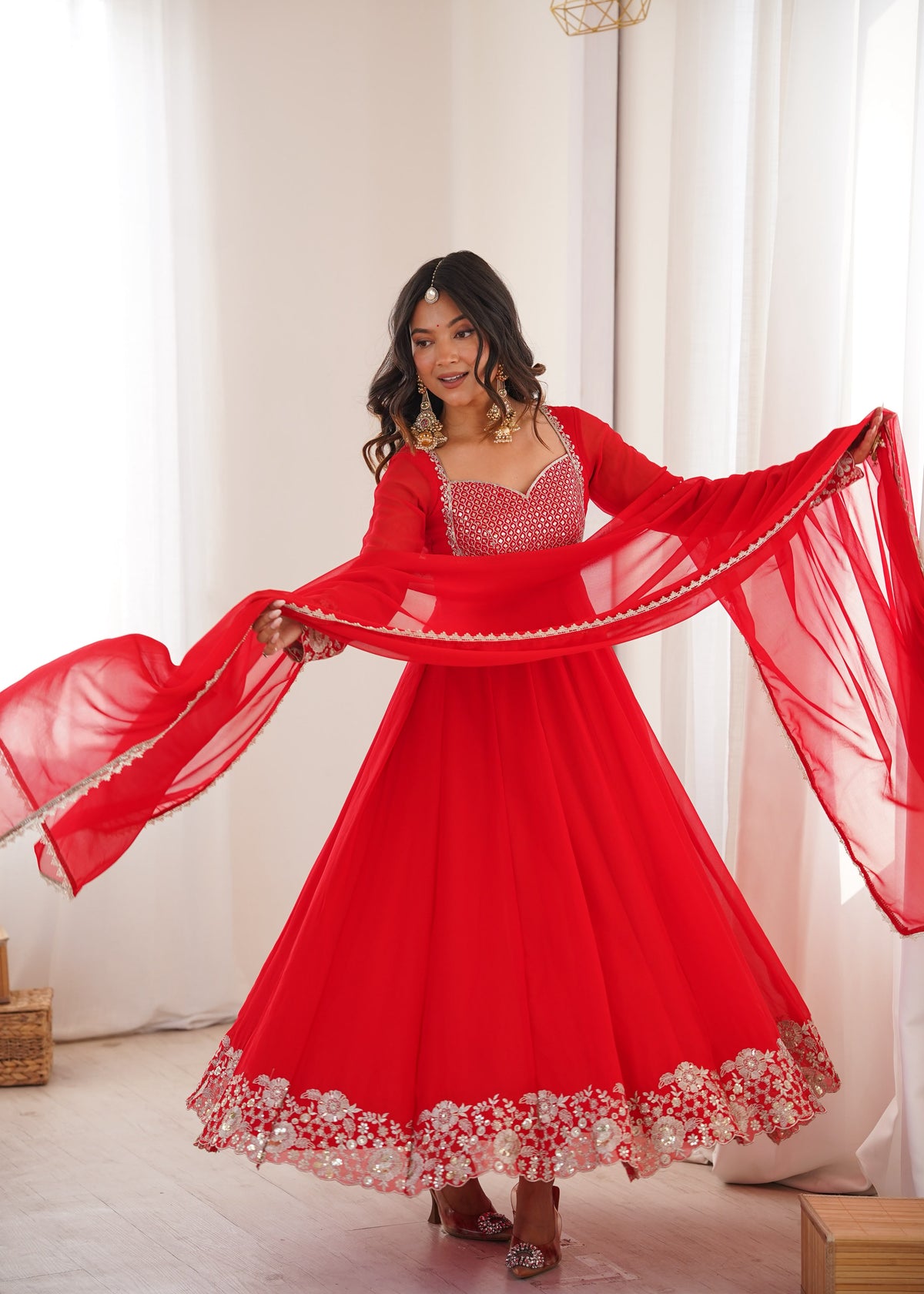 Festival Special Georgette Designer Embroidery Sequence Work Gown