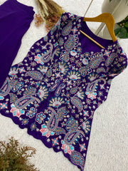 Trendy Georgette Sequence Embroidery Work Co-ord Set