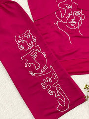 Beautiful Roman Silk Embroidery Work Co-Ord Set