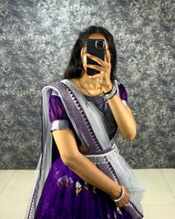 Traditional Organza With Zari Embroidery Work Half Saree