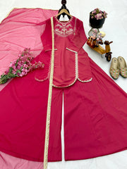 Party-wear Roman Simmer Silk Sequence & Embroidery Work Sharara