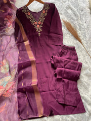 Beautiful Handwork Roman Silk Digital Printed Kurta Set