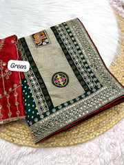 Beautiful Blooming Vichitra Silk & Khadi Bandej Saree