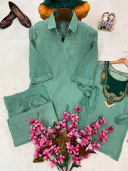 Beautiful Crunchy Silk Kurti Koti & Palazzo Set