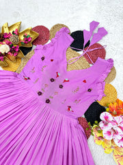 Stylish Beautiful Pure Mul Mul Cotton & Dual Color Pure Hand Work Gown