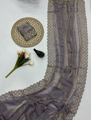 Party-wear Fendy Silk Space Silk With Jarkhan Work Saree