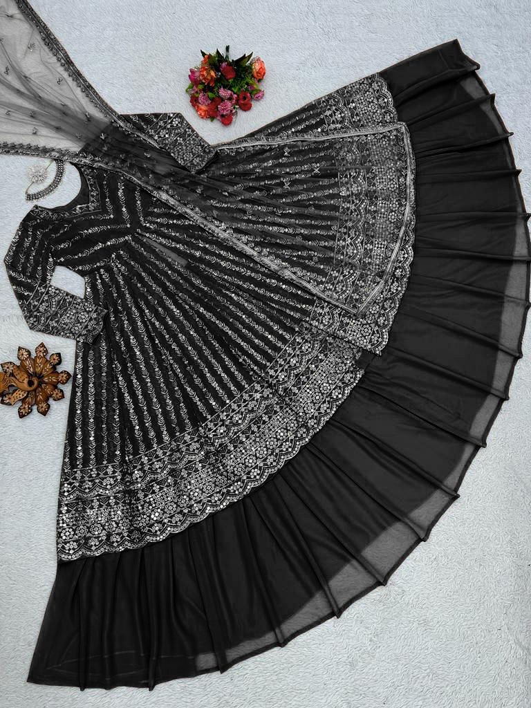 Beautiful Party-wear Georgette Thread With Sequence Work Lehenga Choli