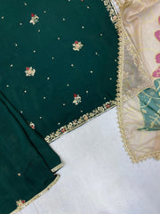 Party-wear Designer Chinon Silk Sequence Embroidery Work Suit