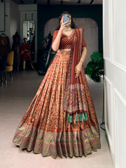 Traditional Rich Tasar Silk Iconic Sparkle With Lace Border Lehenga Choli