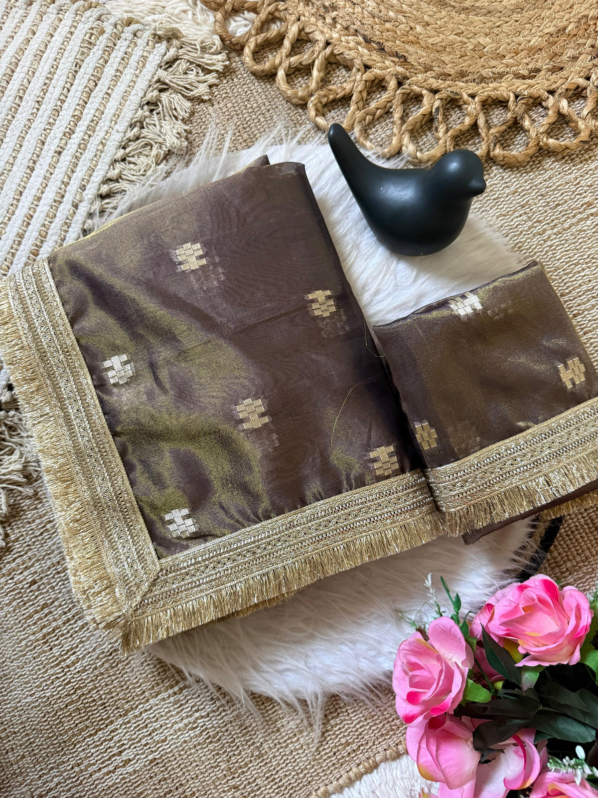 Beautiful Tussar Silk Sabhay Sachi Inspired Lace Border Work Saree