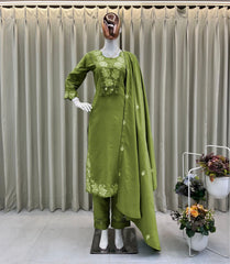 Beautiful Designer Rayon Cotton Embroidery Work Dress