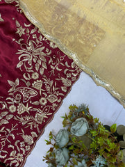 Partywear Designer Moss Satin Sequence  Embroidery Work Salwar Suit