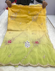 Beautiful Gold Crush Silk With Multi Pita Work Saree