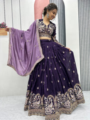 Festival Special Vichitra Silk Embroidery Thread & Sequence Work Lehenga Choli