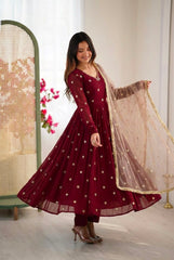Party-wear Georgette With Embroidery Work Gown