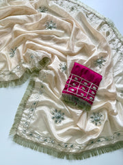 Beautiful Chinon Silk With Sobber kachi Gotta Work Saree