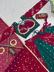 Navratri Special Pure Cotton Embroidery & Sequence Work Lehenga With Stitched Blouse