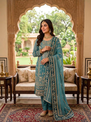 Pakistani Women’s Ethnic Georgette Embroidery Sequence Work Suit