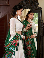 Traditional Timeless beautiful Lucknowi Paper Mirror Work Lehenga Choli