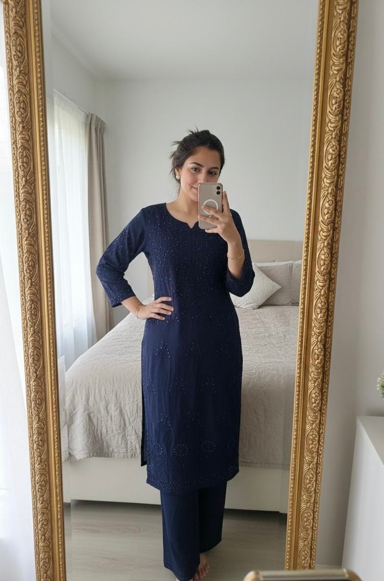 Beautiful Rayon Sequence Embroidery Work Dress