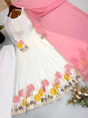 Party-wear Georgette With Embroidery Work Gown