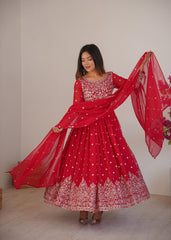 Party-wear Georgette Embroidery With Sequence & Thread Work Gown