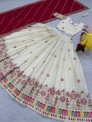 Beautiful Pure Cotton Embroidery Chain Work Lehenga Choli