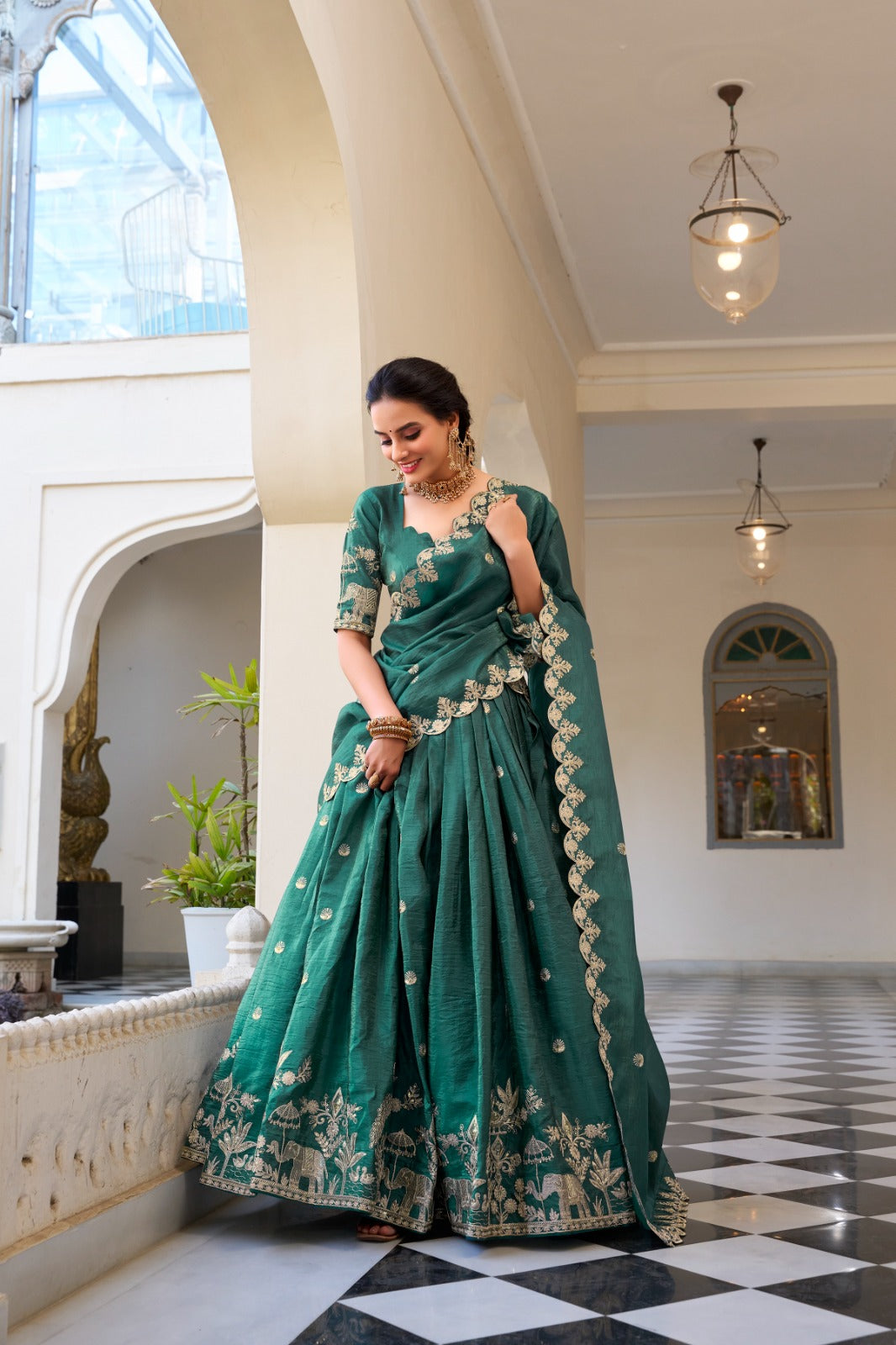 Beautiful Gold Crush Sequence & Embroidery Wedding Collection Lehenga Choli